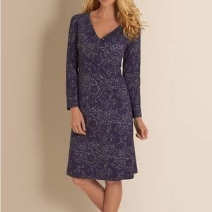 Soft Surroundings Safari Surplice Purple Long Sleeve Dress
